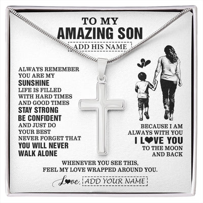 Stainless Cross Necklace Stainless Steel | 1 | Personalized To My Amazing Son Necklace From Mom Mother Woman It A Big Hug Son Birthday Gifts Graduation Christmas Custom Gift Box Message Card | https://siriusteestore.