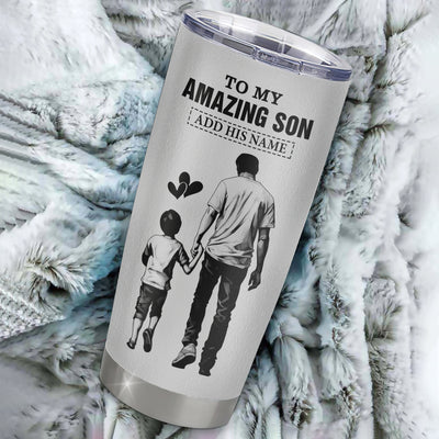 Personalized To My Amazing Son Tumbler From Dad Father Man It A Big Hug Son Birthday Gifts Graduation Christmas Custom Stainless Steel Travel Mug | siriusteestore