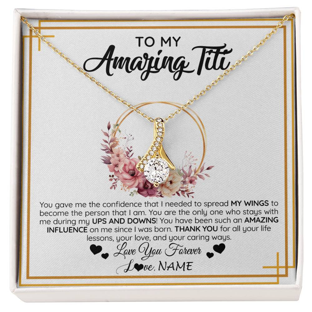 Alluring Beauty Necklace 18K Yellow Gold Finish | 1 | Personalized To My Amazing Titi Necklace From Niece Nephew You Gave Me The Confidence Titi Birthday Mothers Day Christmas Customized Gift Box Message Card | siriusteestore