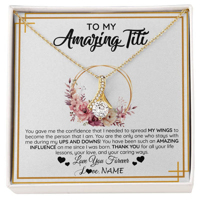Alluring Beauty Necklace 18K Yellow Gold Finish | 1 | Personalized To My Amazing Titi Necklace From Niece Nephew You Gave Me The Confidence Titi Birthday Mothers Day Christmas Customized Gift Box Message Card | siriusteestore