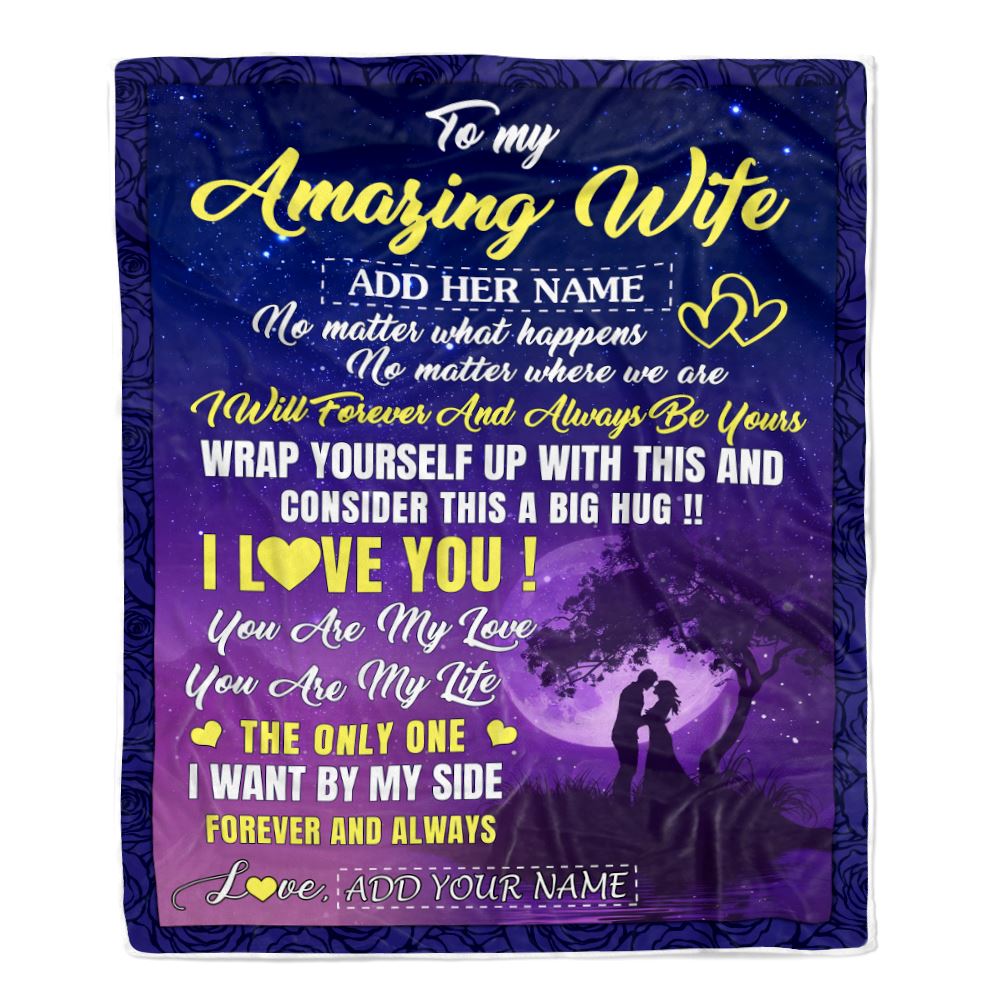 Personalized To My Amazing Wife Blanket Big Hug For Husband Birthday Gifts Anniversary Romantic Valentines Day For Her Christmas Customized Fleece Blanket | siriusteestore