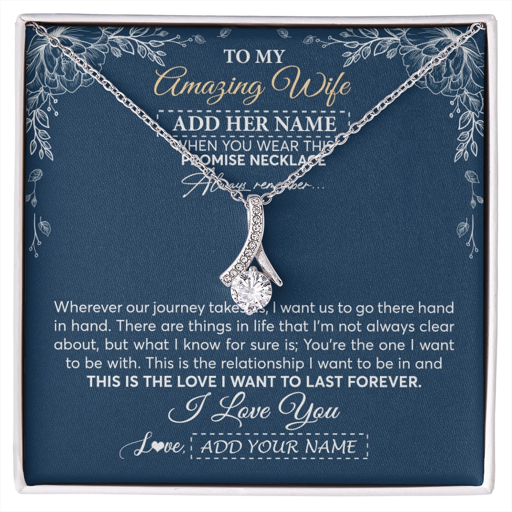 Alluring Beauty Necklace 14K White Gold Finish | 1 | Personalized To My Amazing Wife Necklace From Husband Promise Necklace Birthday Gifts For Wife Anniversary Romantic Valentines Christmas Gift Box Message Card | https://siriusteestore.