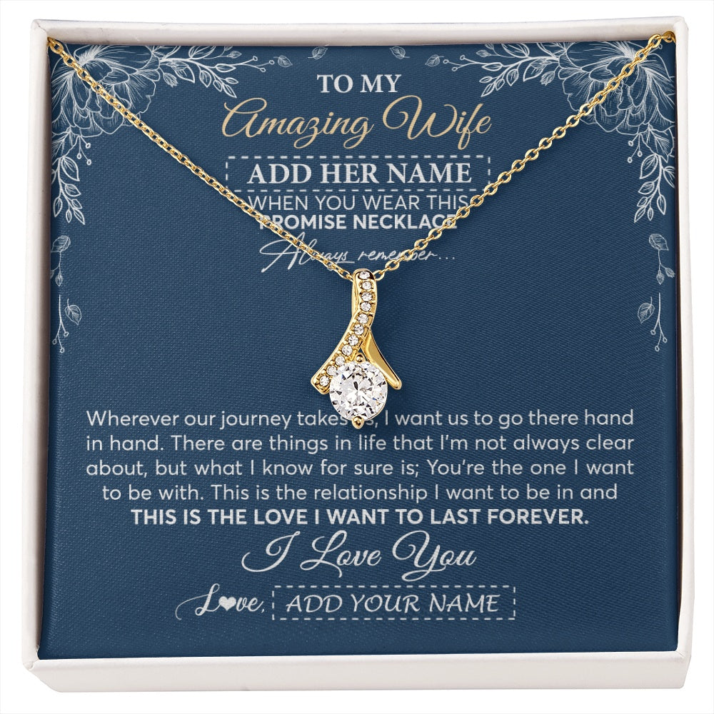 Alluring Beauty Necklace 18K Yellow Gold Finish | 1 | Personalized To My Amazing Wife Necklace From Husband Promise Necklace Birthday Gifts For Wife Anniversary Romantic Valentines Christmas Gift Box Message Card | https://siriusteestore.