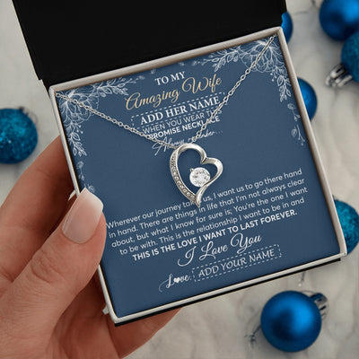 Forever Love Necklace 14K White Gold Finish | 2 | Personalized To My Amazing Wife Necklace From Husband Promise Necklace Birthday Gifts For Wife Anniversary Romantic Valentines Christmas Gift Box Message Card | https://siriusteestore.