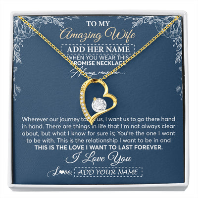 Forever Love Necklace 18K Yellow Gold Finish | 1 | Personalized To My Amazing Wife Necklace From Husband Promise Necklace Birthday Gifts For Wife Anniversary Romantic Valentines Christmas Gift Box Message Card | https://siriusteestore.