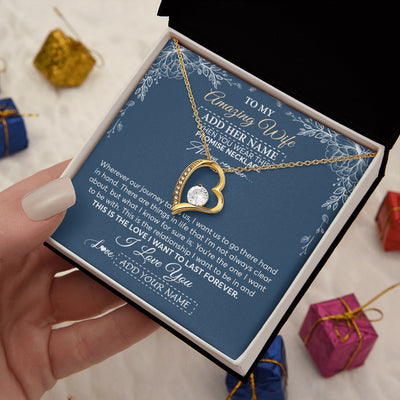 Forever Love Necklace 18K Yellow Gold Finish | 2 | Personalized To My Amazing Wife Necklace From Husband Promise Necklace Birthday Gifts For Wife Anniversary Romantic Valentines Christmas Gift Box Message Card | https://siriusteestore.