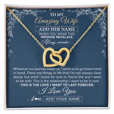 Interlocking Hearts Necklace 18K Yellow Gold Finish | 1 | Personalized To My Amazing Wife Necklace From Husband Promise Necklace Birthday Gifts For Wife Anniversary Romantic Valentines Christmas Gift Box Message Card | https://siriusteestore.