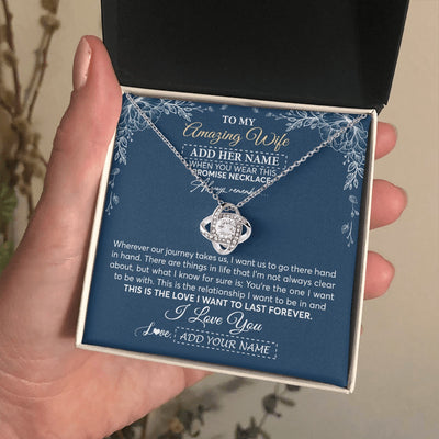 Love Knot Necklace 14K White Gold Finish | 2 | Personalized To My Amazing Wife Necklace From Husband Promise Necklace Birthday Gifts For Wife Anniversary Romantic Valentines Christmas Gift Box Message Card | https://siriusteestore.