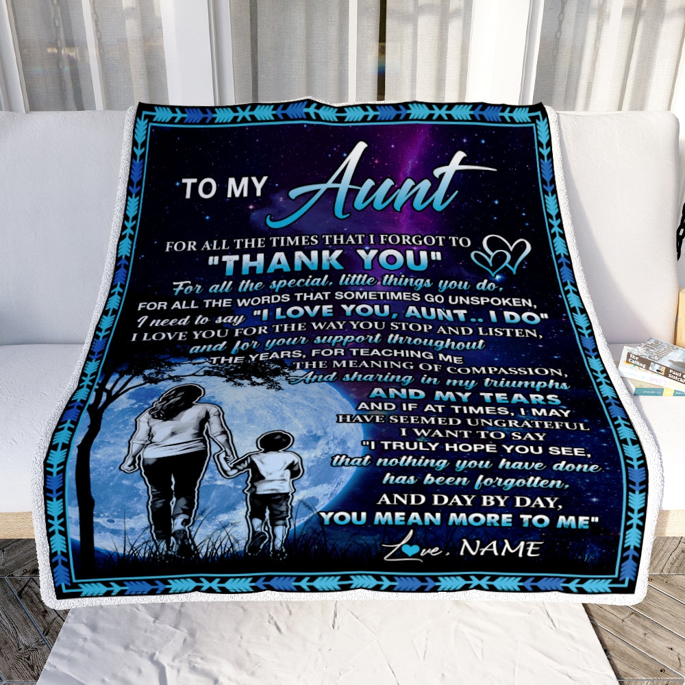 Personalized To My Aunt Blanket From Nephew Thank You Day By Day Aunt Birthday Mothers Day Thanksgiving Christmas Customized Bed Fleece Blanket | siriusteestore