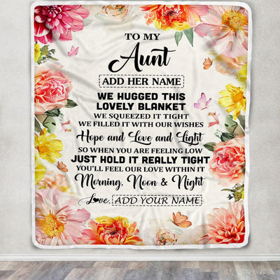 Personalized To My Aunt Blanket From Niece Floral We Hugged This Lovely Aunt Birthday Gifts Mothers Day Christmas Customized Fleece Throw Blanket | siriusteestore