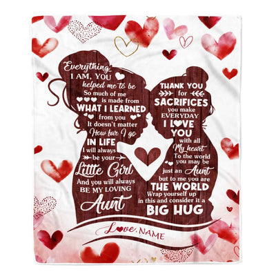 Personalized To My Aunt Blanket From Niece I Love You With All My Heart Thank You Aunt Birthday Mothers Day Christmas Customized Fleece Throw Blanket | siriusteestore