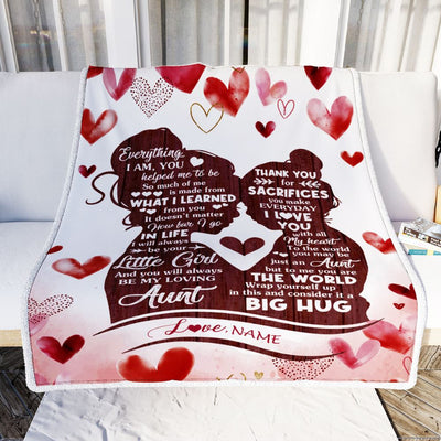 Personalized To My Aunt Blanket From Niece I Love You With All My Heart Thank You Aunt Birthday Mothers Day Christmas Customized Fleece Throw Blanket | siriusteestore
