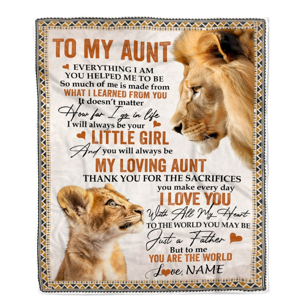 Personalized To My Aunt Blanket From Niece Lion My Loving Father I Love You Aunt Mother's Day Birthday Thanksgiving Christmas Customized Fleece Blanket | siriusteestore