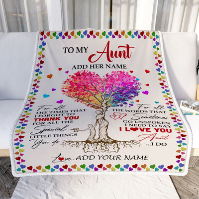 Personalized To My Aunt Blanket From Niece Nephew Colorful Tree Thank You For All Aunt Mothers Day Birthday Gifts Christmas Customized Fleece Throw Blanket | siriusteestore
