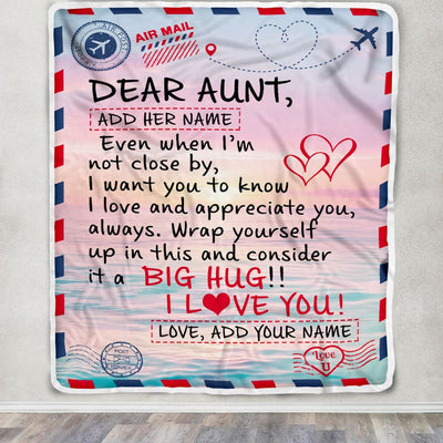Personalized To My Aunt Blanket From Niece Nephew Letter Mail To Aunt Gifts Happy Birthday Gifts Mothers Day Christmas Custom Name Fleece Throw Blanket | siriusteestore