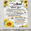 Personalized To My Aunt Blanket From Niece Nephew Sunflower Thank You I Love You Aunt Birthday Mothers Day Christmas Customized Gift Fleece Blanket | siriusteestore