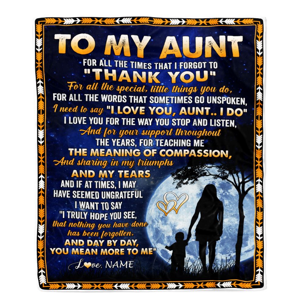 Personalized To My Aunt Blanket From Niece Nephew Thank You Grateful Love Aunt Birthday Mothers Day Christmas Customized Gift Fleece Throw Blanket | siriusteestore