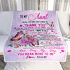 Personalized To My Aunt Blanket From Niece Nephew Wood Floral Butterfly Thank You I Love You Aunt Birthday Mothers Day Christmas Customized Bed Fleece Blanket | siriusteestore