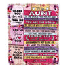 Personalized To My Aunt Blanket From Niece Nephew Wood Floral Thank You I Love You Aunt Birthday Mothers Day Christmas Customized Fleece Throw Blanket | siriusteestore