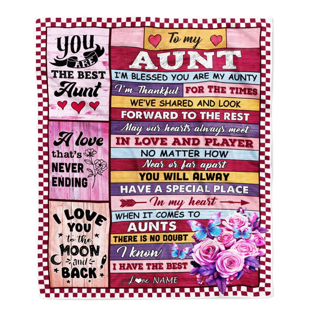 Personalized To My Aunt Blanket From Niece Nephew Wood I Am Blessed You Are My Aunty Mothers Day Birthday Thanksgiving Christmas Customized Gift Fleece Blanket | siriusteestore
