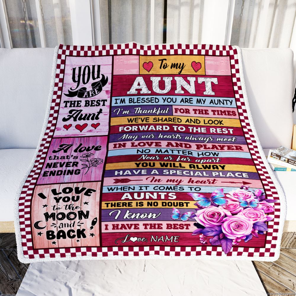 Personalized To My Aunt Blanket From Niece Nephew Wood I Am Blessed You Are My Aunty Mothers Day Birthday Thanksgiving Christmas Customized Gift Fleece Blanket | siriusteestore