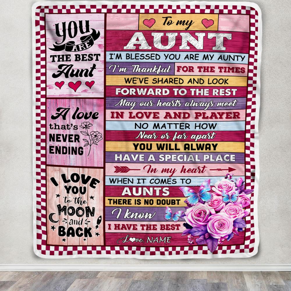 Personalized To My Aunt Blanket From Niece Nephew Wood I Am Blessed You Are My Aunty Mothers Day Birthday Thanksgiving Christmas Customized Gift Fleece Blanket | siriusteestore