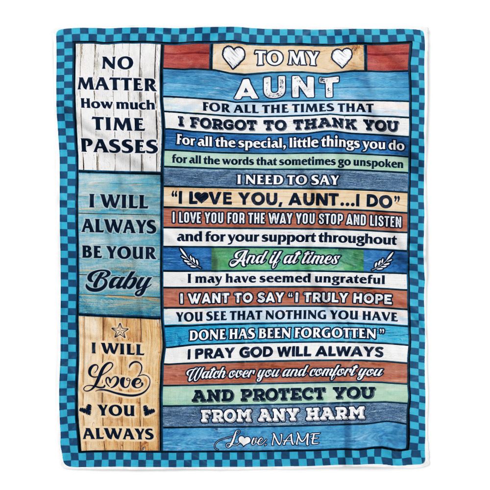 Personalized To My Aunt Blanket From Niece Nephew Wood I Love You Thank You Aunt Birthday Mothers Day Thanksgiving Christmas Customized Gift Fleece Blanket | siriusteestore
