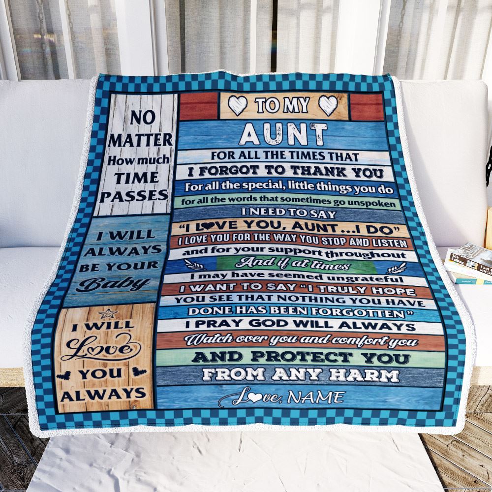 Personalized To My Aunt Blanket From Niece Nephew Wood I Love You Thank You Aunt Birthday Mothers Day Thanksgiving Christmas Customized Gift Fleece Blanket | siriusteestore