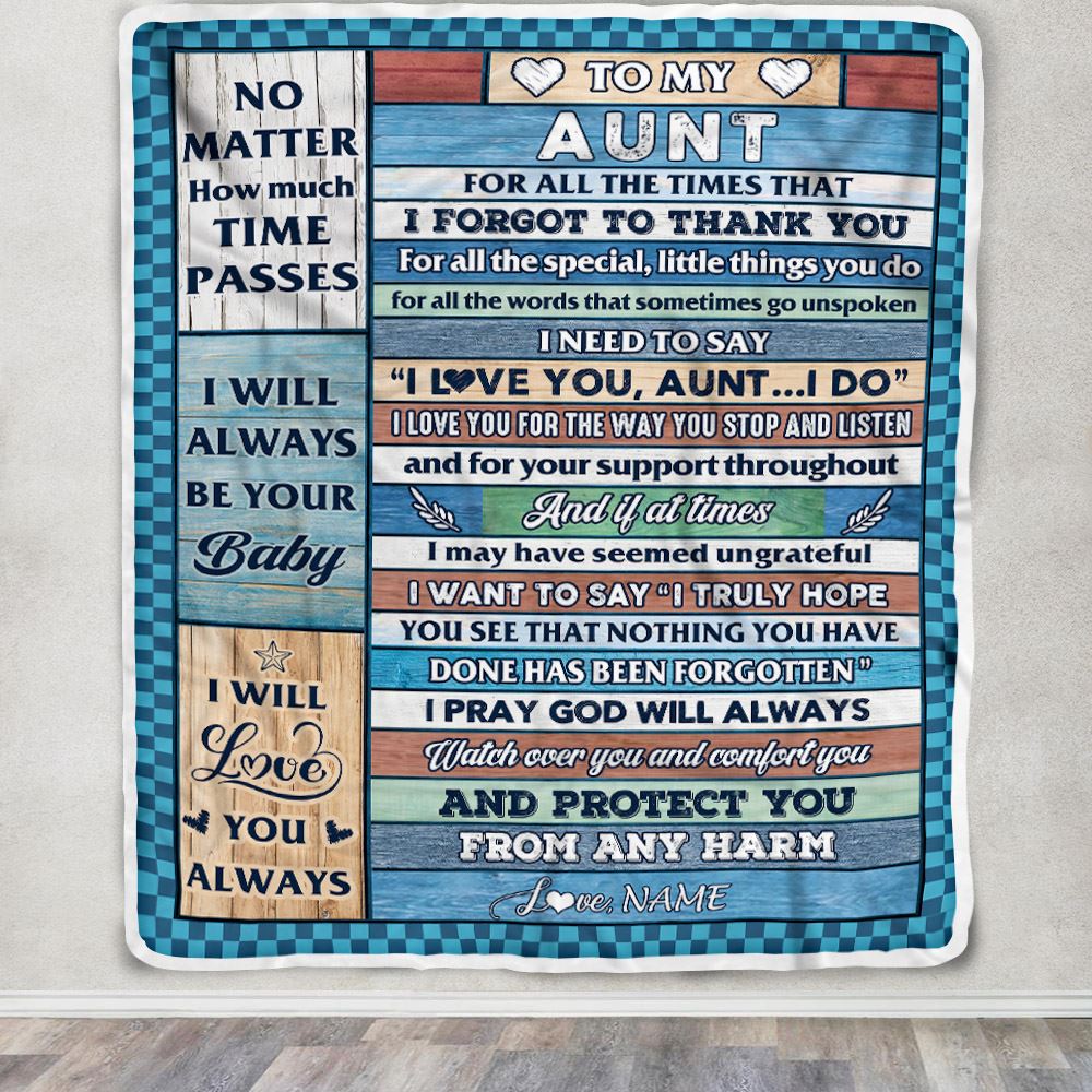 Personalized To My Aunt Blanket From Niece Nephew Wood I Love You Thank You Aunt Birthday Mothers Day Thanksgiving Christmas Customized Gift Fleece Blanket | siriusteestore