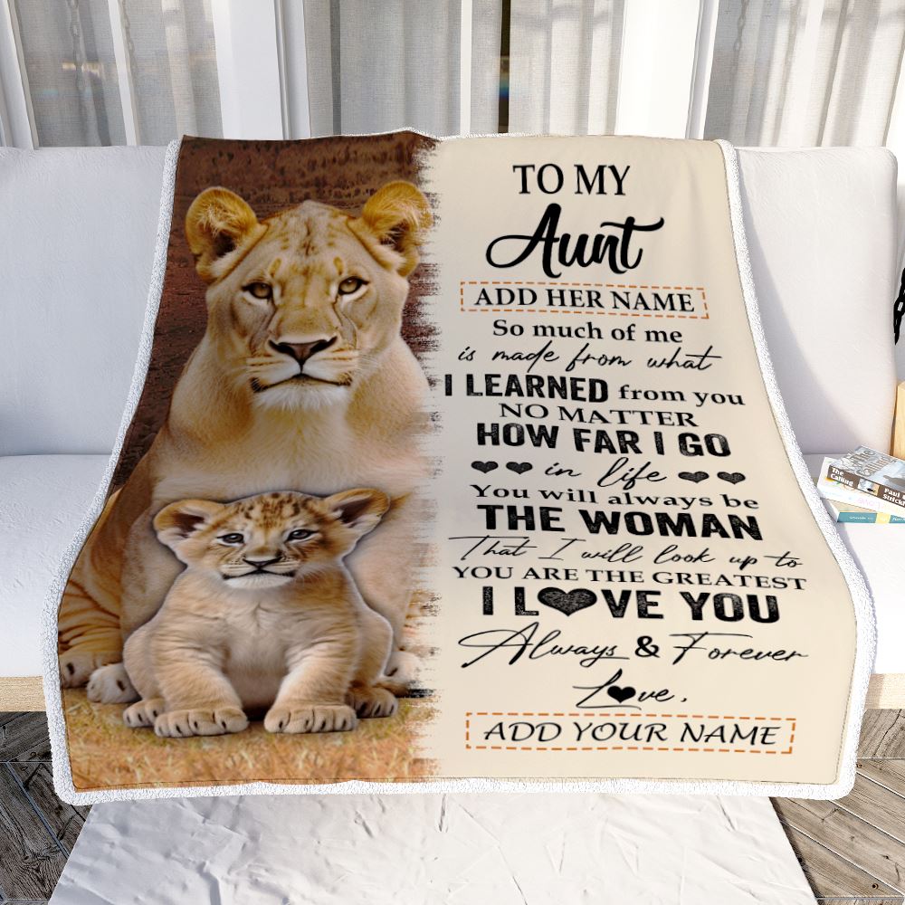 Personalized To My Aunt Blanket From Niece Nephew You Are The Greatest Lion Aunt Birthday Gifts Mothers Day Christmas Customized Travel Fleece Blanket | siriusteestore