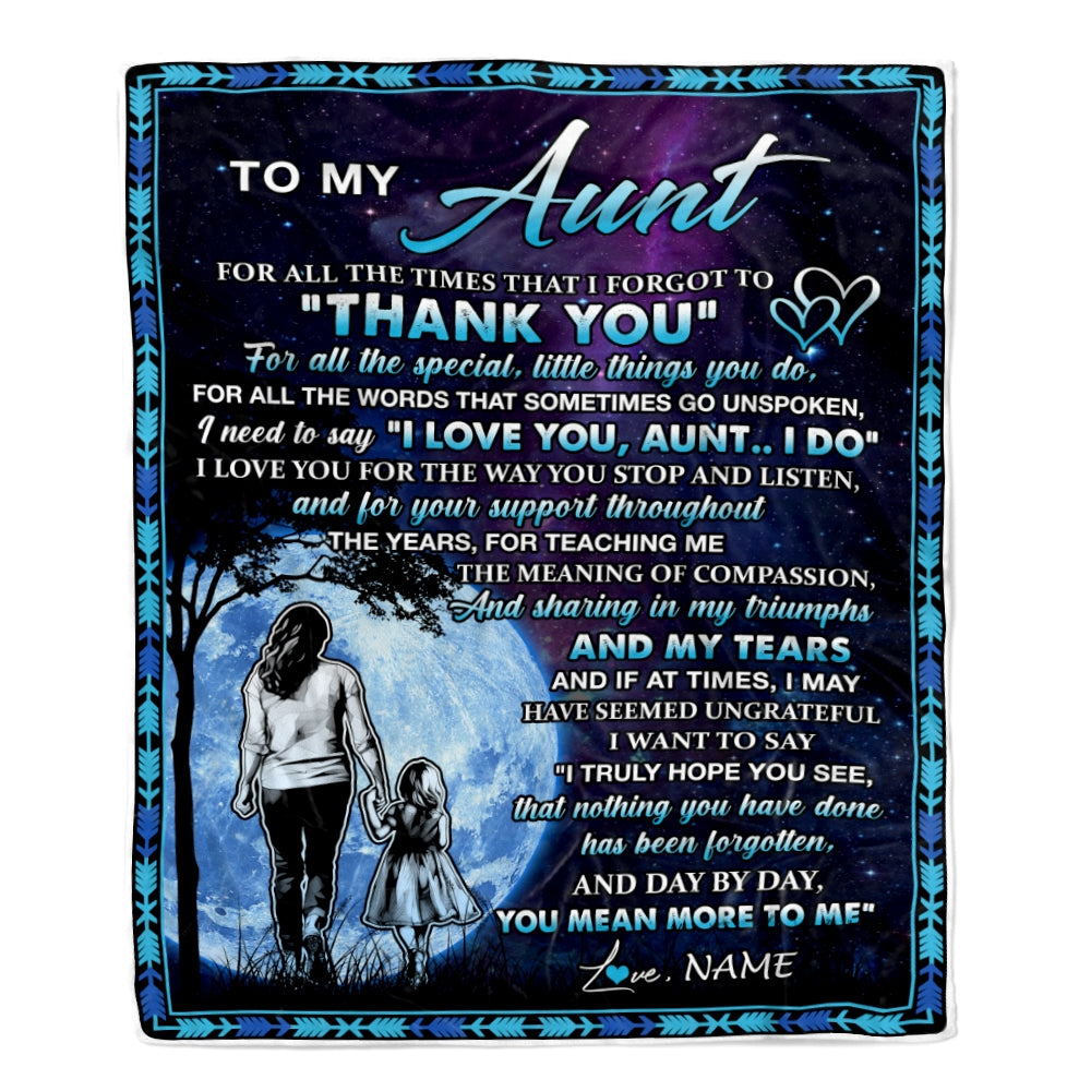 Personalized To My Aunt Blanket From Niece Thank You Day By Day Aunt Birthday Mothers Day Thanksgiving Christmas Customized Bed Fleece Blanket | siriusteestore