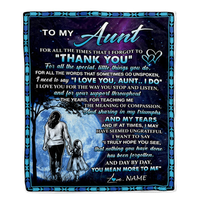 Personalized To My Aunt Blanket From Niece Thank You Day By Day Aunt Birthday Mothers Day Thanksgiving Christmas Customized Bed Fleece Blanket | siriusteestore