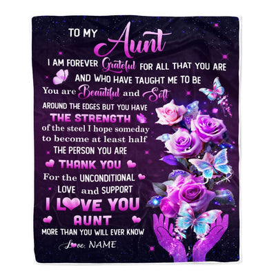 Personalized To My Aunt Blanket From Niece Thank You For Love Butterfly Aunt Birthday Mothers Day Thanksgiving Christmas Customized Gift Fleece Throw Blanket | siriusteestore