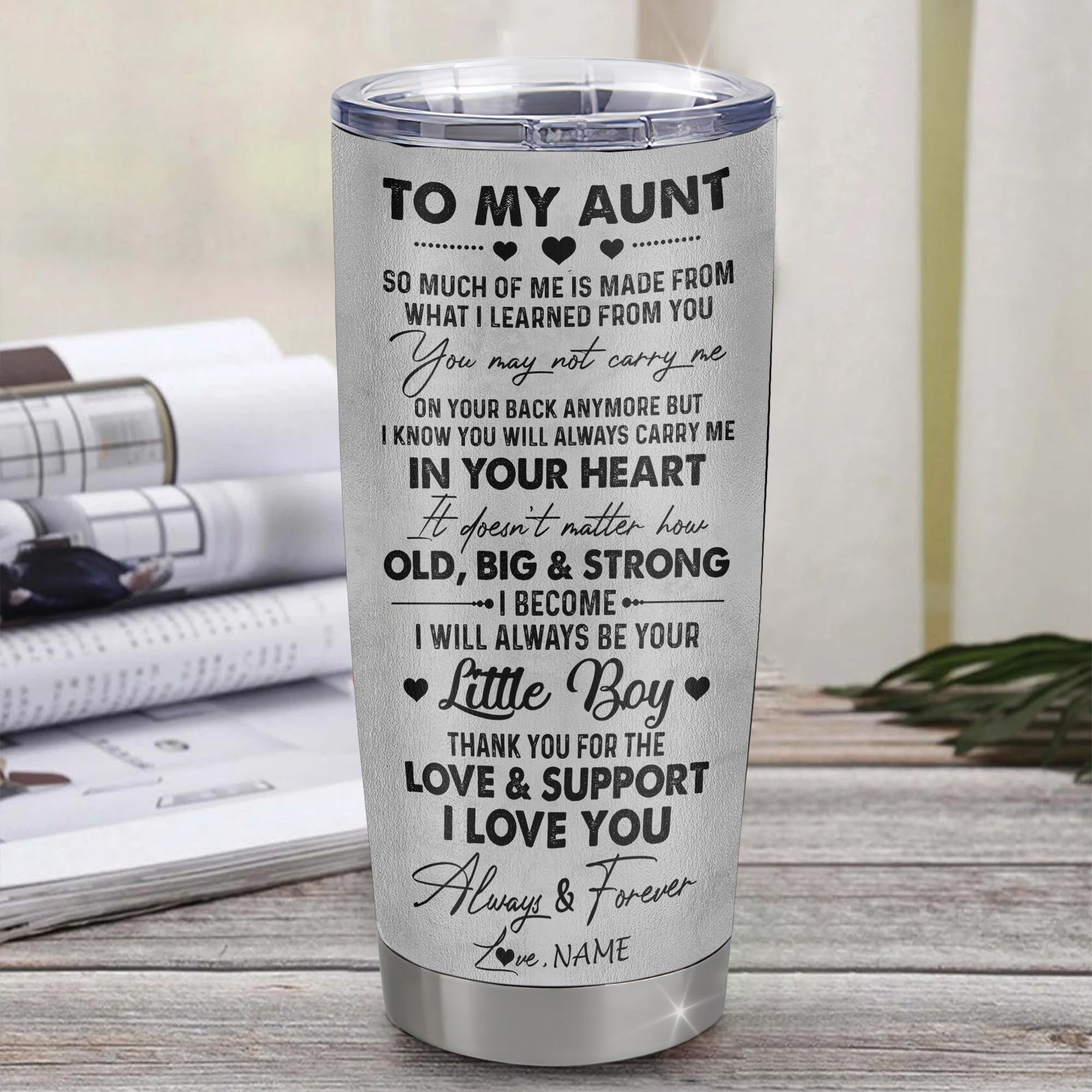 Personalized To My Aunt From Nephew Litte Boy Stainless Steel Tumbler Cup Love You Always And Forever Lion Aunt Mothers Day Birthday Christmas Travel Mug | siriusteestore