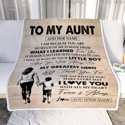 Personalized To My Aunt Gifts Blanket From Nephew Thank You My Hero Aunt Birthday Gift Mothers Day Thanksgiving Christmas Customized Fleece Throw Blanket | siriusteestore