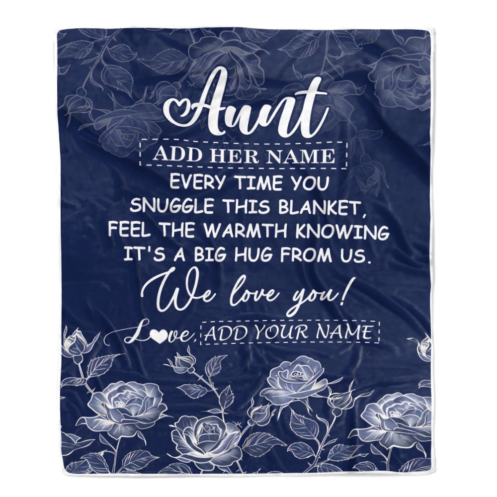 Personalized To My Aunt Gifts Blanket From Niece Nephew Blue Flower Love You Birthday Gifts For Aunt Mothers Day Christmas Aunt Fleece Throw Blanket | siriusteestore