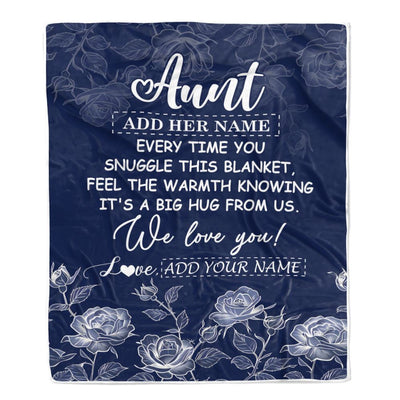 Personalized To My Aunt Gifts Blanket From Niece Nephew Blue Flower Love You Birthday Gifts For Aunt Mothers Day Christmas Aunt Fleece Throw Blanket | siriusteestore