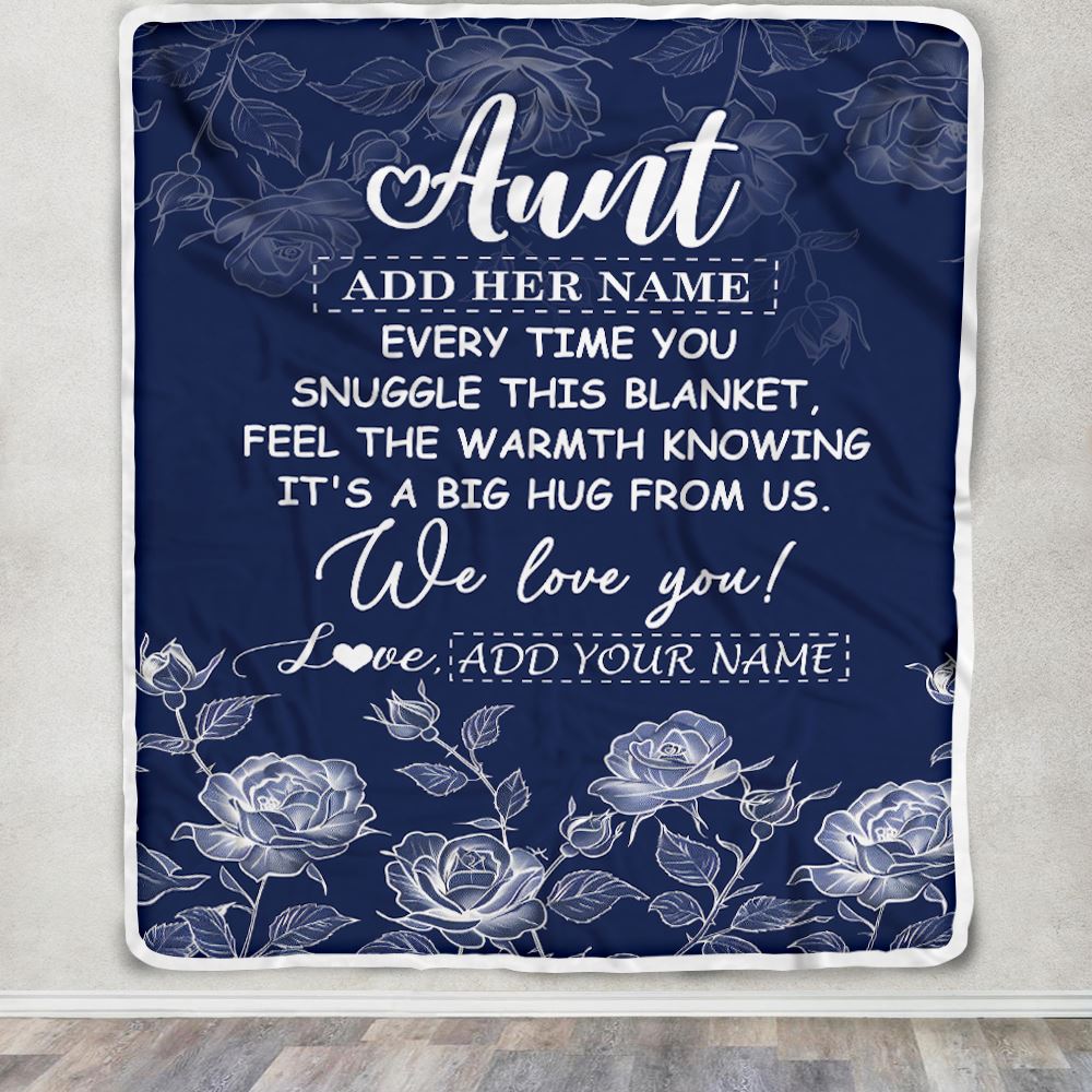 Personalized To My Aunt Gifts Blanket From Niece Nephew Blue Flower Love You Birthday Gifts For Aunt Mothers Day Christmas Aunt Fleece Throw Blanket | siriusteestore