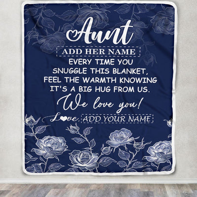 Personalized To My Aunt Gifts Blanket From Niece Nephew Blue Flower Love You Birthday Gifts For Aunt Mothers Day Christmas Aunt Fleece Throw Blanket | siriusteestore
