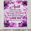 Personalized To My Aunt Gifts Blanket From Niece Nephew Purple Floral Birthday Gifts For Aunt Mothers Day Thanksgiving Christmas Custom Fleece Throw Blanket | siriusteestore