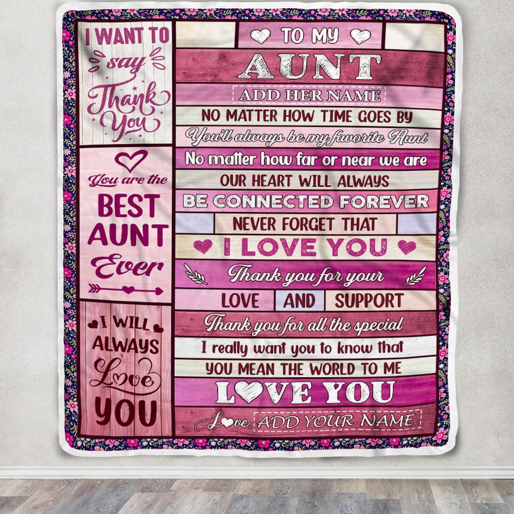 Personalized To My Aunt Gifts Blanket From Niece Nephew Wood My Favorite Aunt Birthday Gifts Mothers Day Christmas Customized Fleece Throw Blanket | siriusteestore