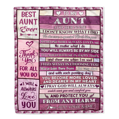 Personalized To My Aunt Gifts Blanket From Niece Nephew Wood Thank You For All Gifts For Aunt Mothers Day Birthday Christmas Customized Fleece Throw Blanket | siriusteestore