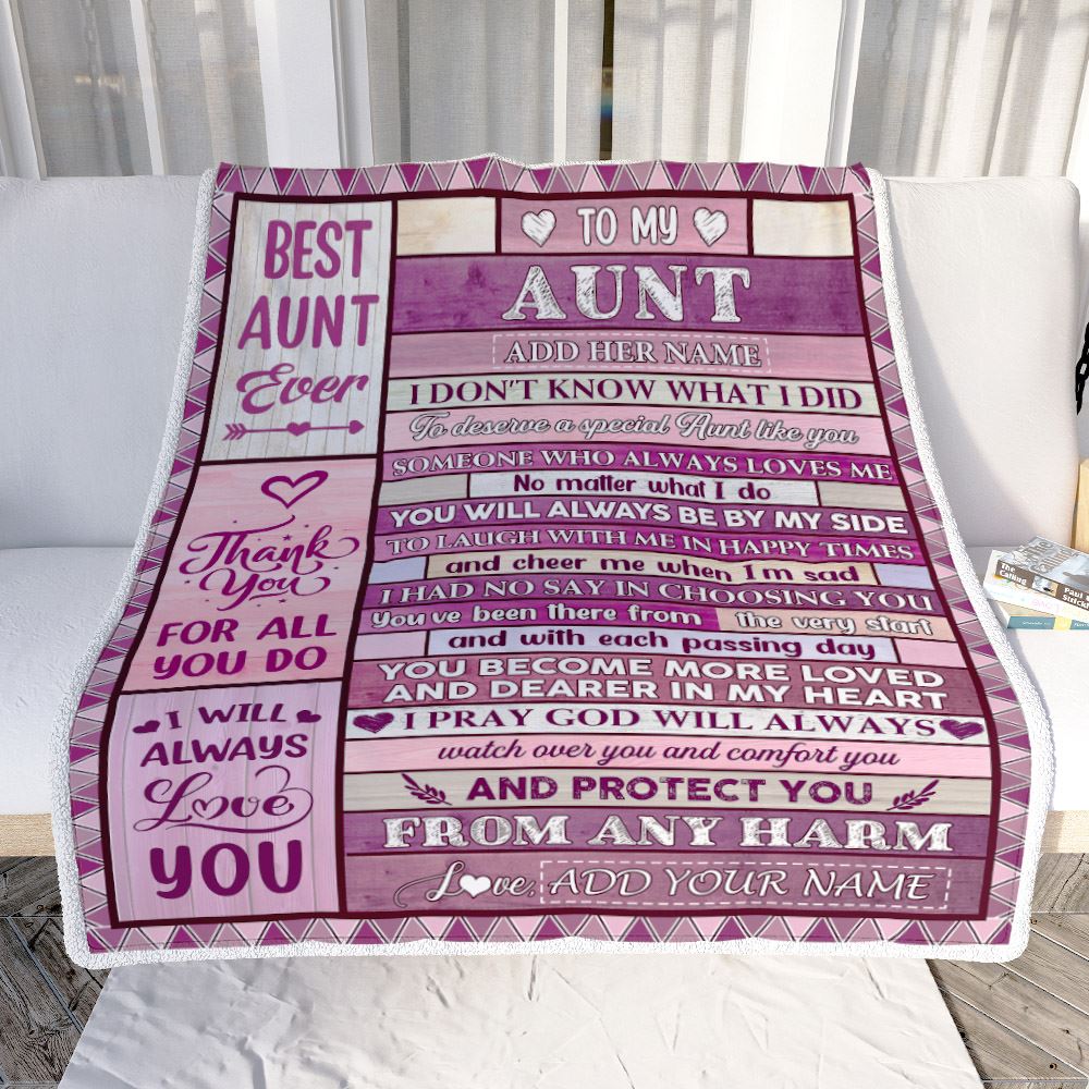 Personalized To My Aunt Gifts Blanket From Niece Nephew Wood Thank You For All Gifts For Aunt Mothers Day Birthday Christmas Customized Fleece Throw Blanket | siriusteestore