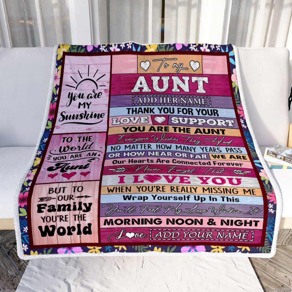 Personalized To My Aunt Gifts Blanket From Niece Nephew Wood You Are The Aunt Birthday Gifts Mothers Day Christmas Customized Fleece Throw Blanket | siriusteestore