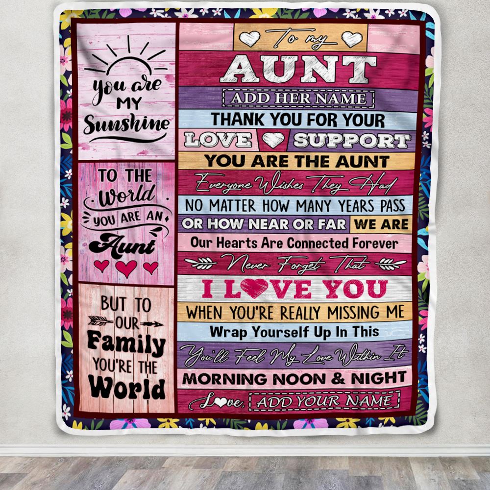 Personalized To My Aunt Gifts Blanket From Niece Nephew Wood You Are The Aunt Birthday Gifts Mothers Day Christmas Customized Fleece Throw Blanket | siriusteestore