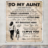Personalized To My Aunt Gifts Blanket From Niece Thank You My Hero Aunt Birthday Gift Mothers Day Thanksgiving Christmas Customized Fleece Throw Blanket | siriusteestore