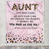 Personalized To My Aunt Gifts From Niece Nephew Blanket Pink Leopard Happy Birthday Gifts For Aunt Mothers Day Christmas Customized Fleece Throw Blanket | siriusteestore