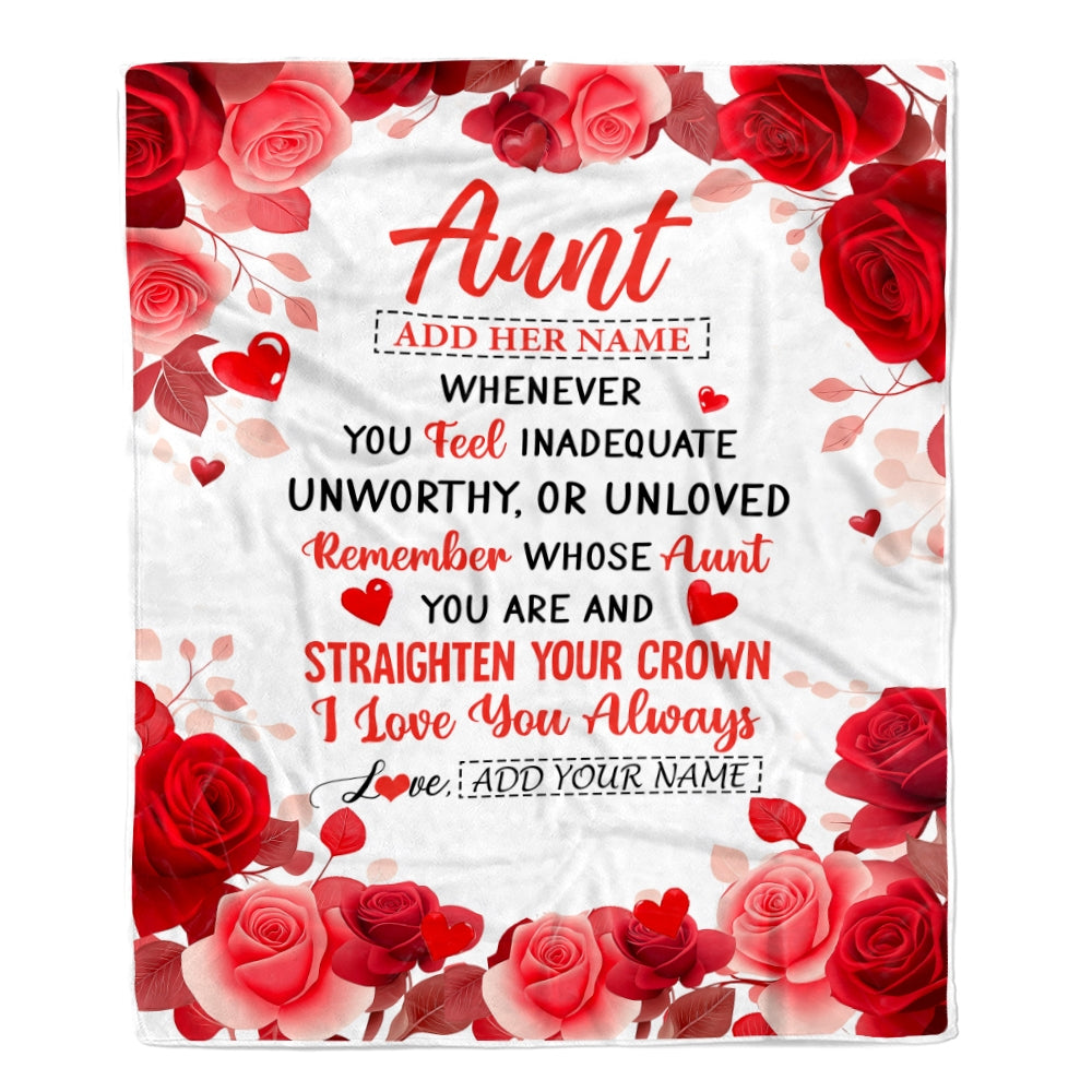 Personalized To My Aunt Gifts From Niece Nephew Blanket Rose Flower Anniversary Birthday Gifts Aunt Mothers Day Thanksgiving Christmas Custom Fleece Blanket | siriusteestore
