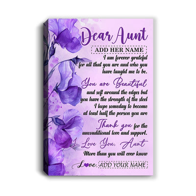 Personalized To My Aunt Gifts From Niece Nephew Canvas Flower You Are Beautiful Gifts For Aunt Mothers Day Birthday Christmas Custom Custom Art Print Framed Canvas | siriusteestore
