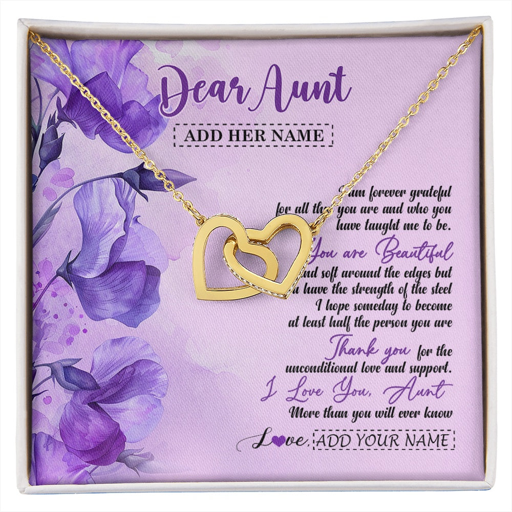 Interlocking Hearts Necklace 18K Yellow Gold Finish | 1 | Personalized To My Aunt Gifts From Niece Nephew Necklace Flower You Are Beautiful Gifts For Aunt Mothers Day Birthday Christmas Custom Gift Box Message Card | siriusteestore.myshopify